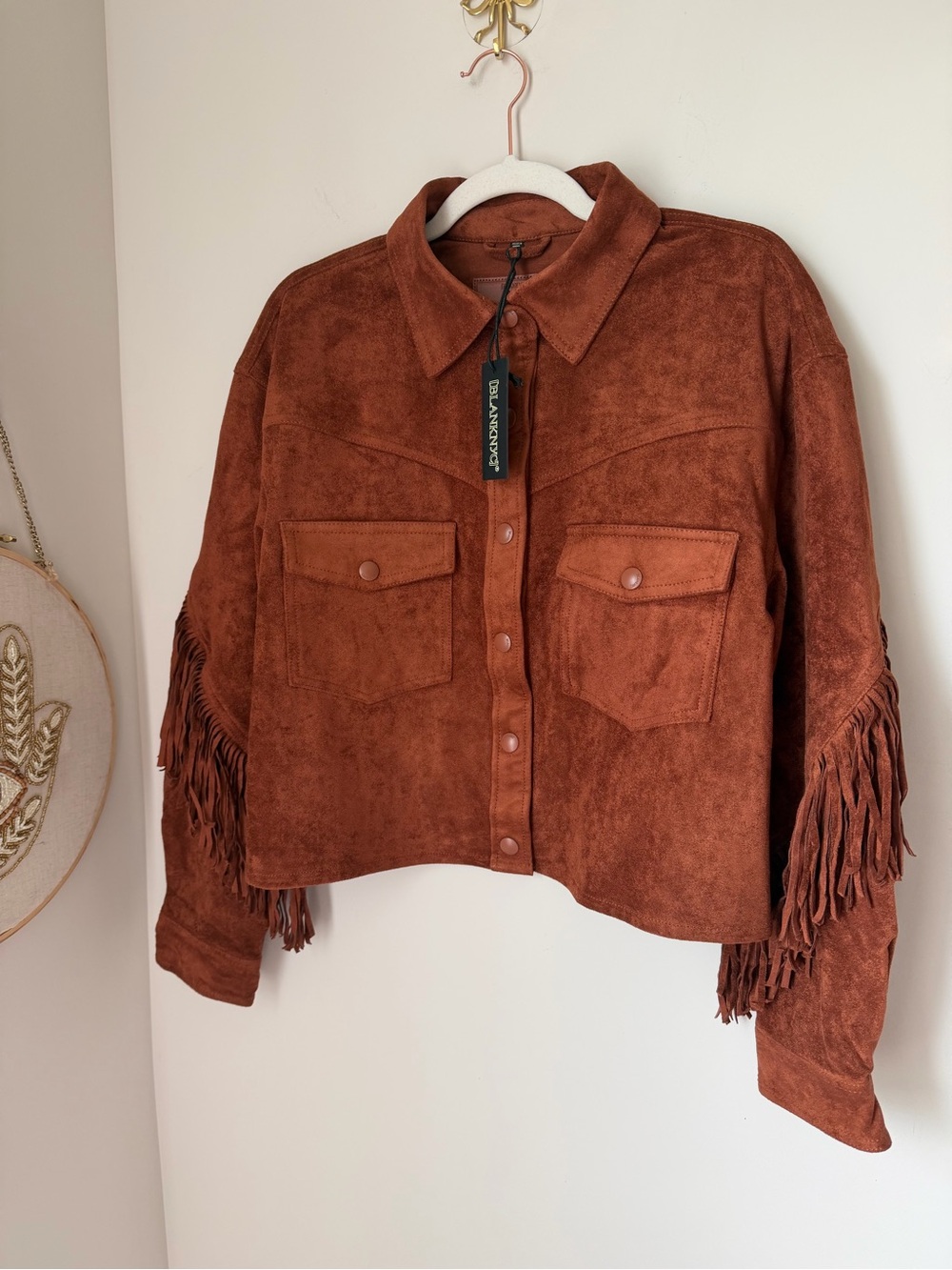 Blank NYC Rust brown Suede Fringe Jacket